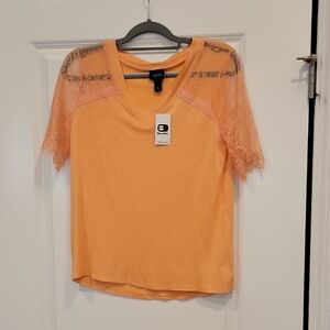 Buckle Daytrip Women's Lace TEE Apricot XS Oversized NWT